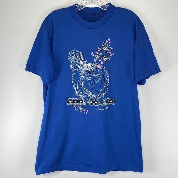 Vintage Fancy Cat Branson, MO Blue Shirt Single Stitch Medium - Picture 1 of 8
